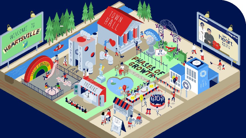 The final, full image of a global healthcare engagement platform building out in parts as a carousel of images